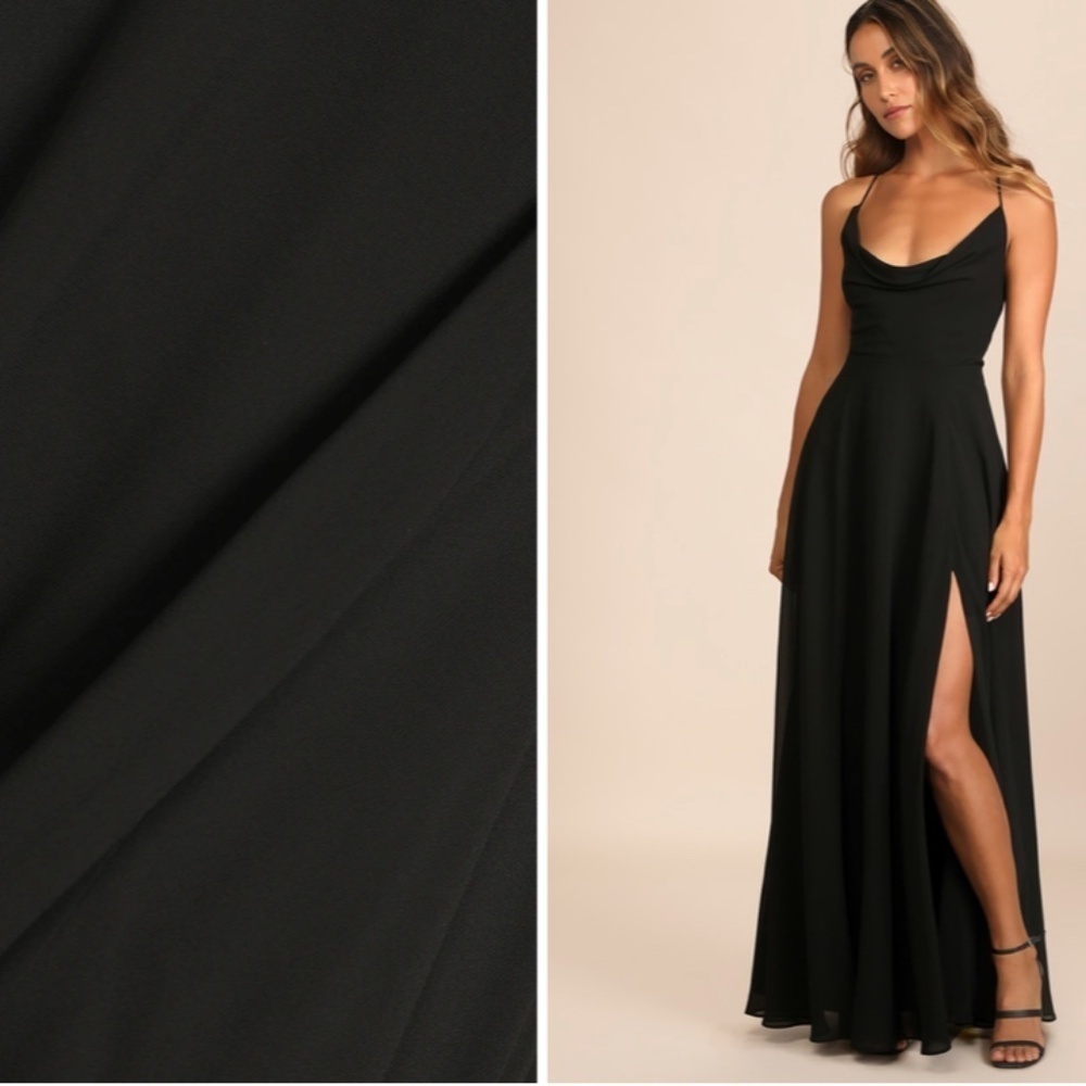 LULU's Elegant Wedding Flowy Chiffon Sexy Cowl Neck Lace Up Back Gown NWOT - Picture 4 of 5